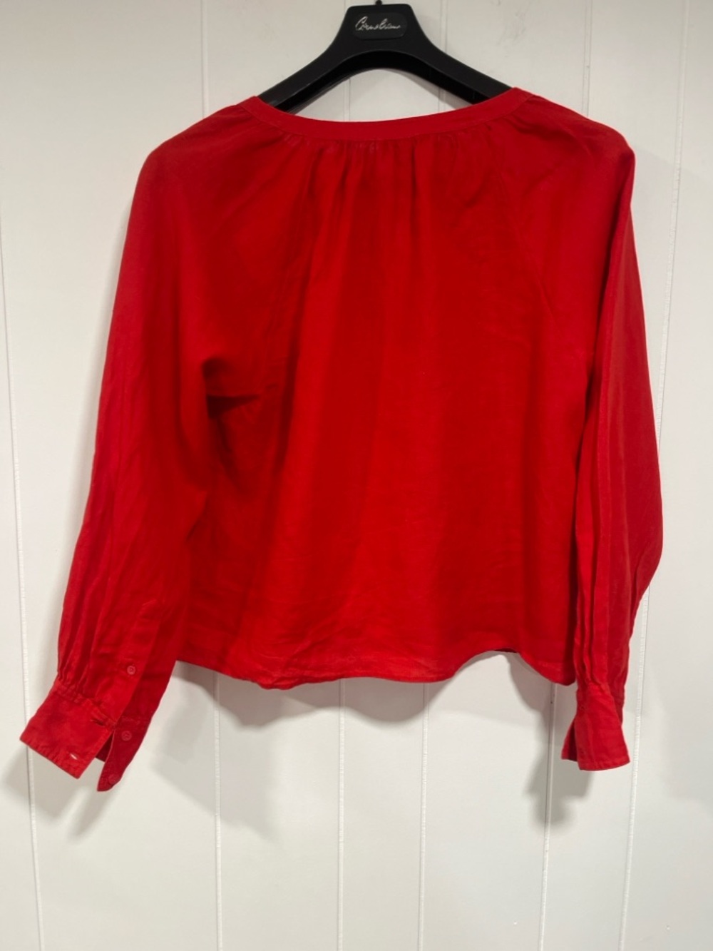 J. Crew Bright linen Split-Neck Peasant Popover Blouse XL Relaxed Top - Picture 4 of 11